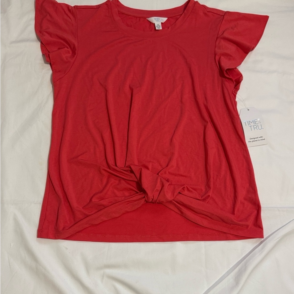 Time and Tru Women's Bright Red Short Sleeve Top